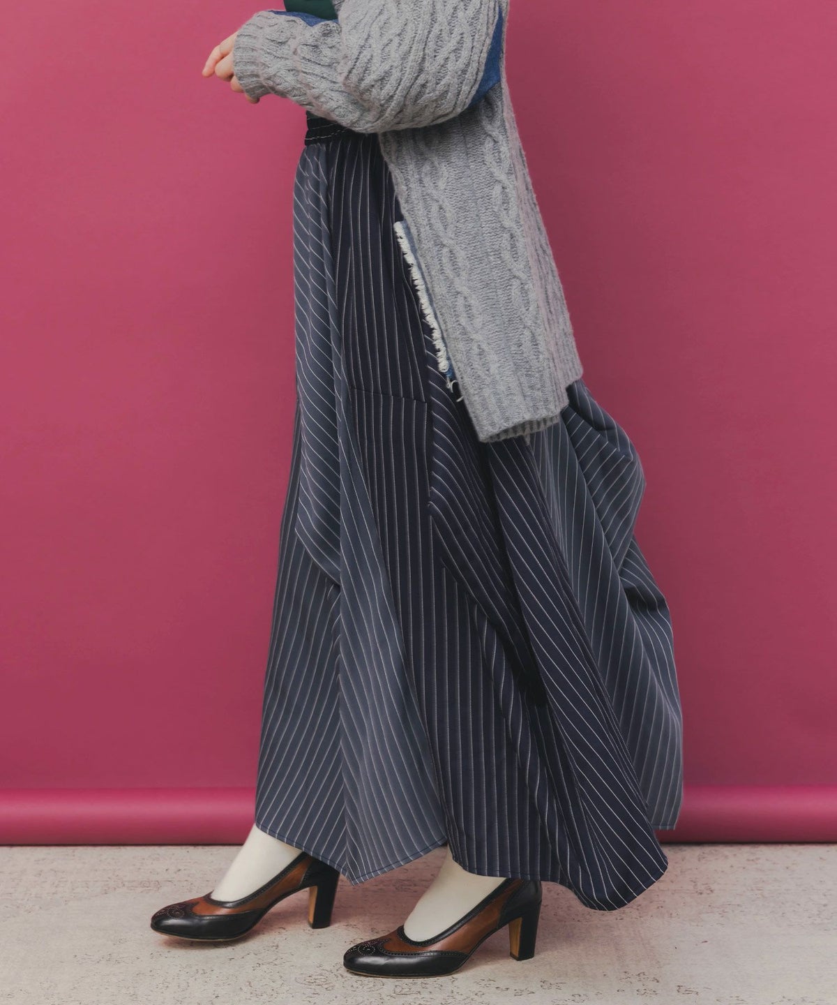 ランダムタック入り3柄展開 配色バルーンスカート-10