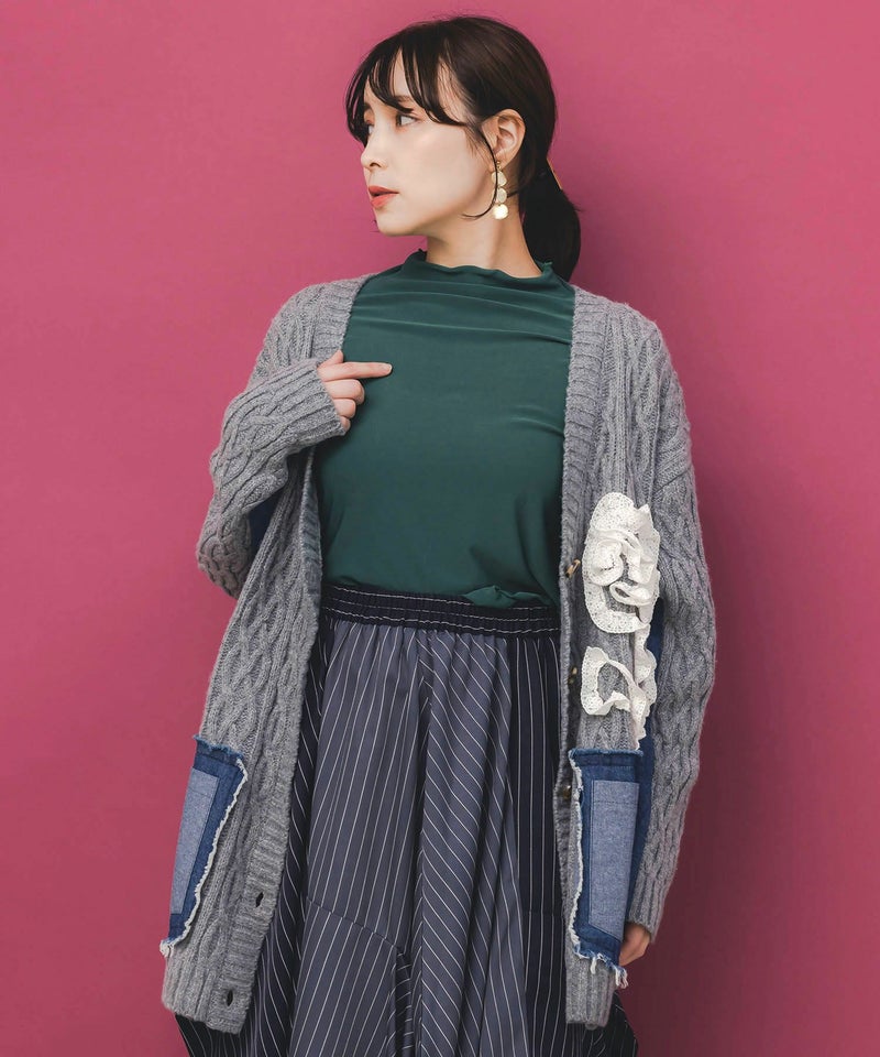 レース×デニム×ニットカーディガン-2