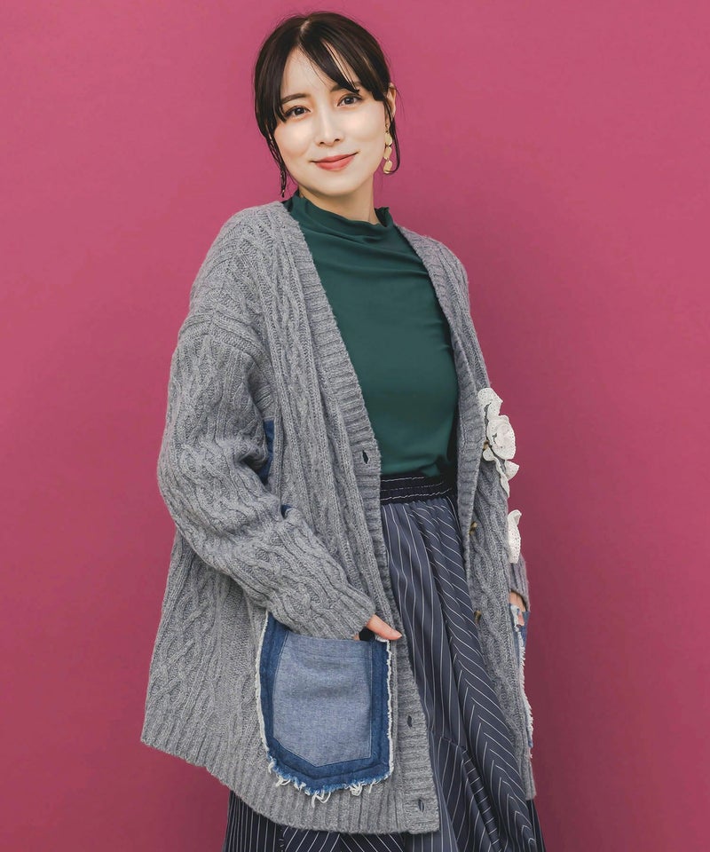 レース×デニム×ニットカーディガン-6