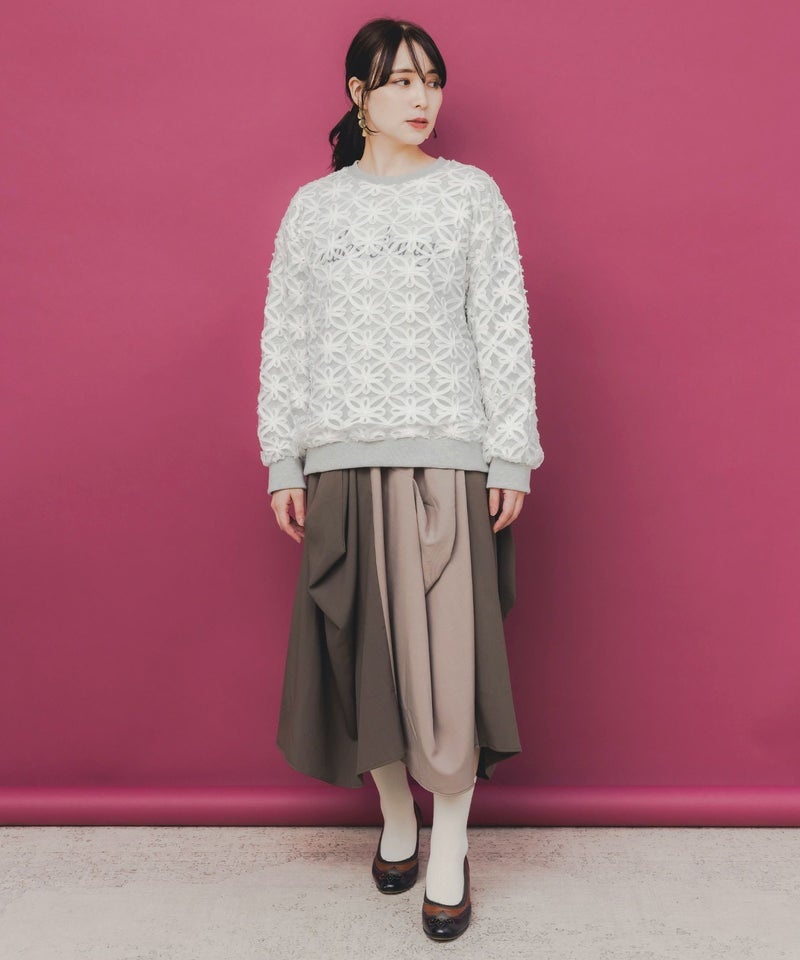 天使モチーフ立体チュール×裏毛プルオーバー-2