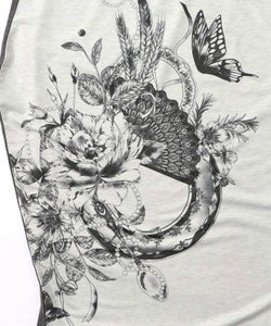 花柄×無地バイカラー裏毛ワンピース-9