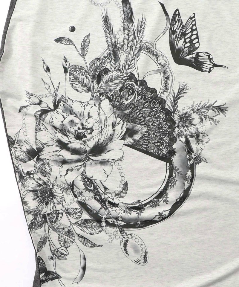 花柄×無地バイカラー裏毛ワンピース-9