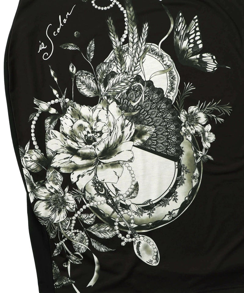 花柄×無地バイカラー裏毛ワンピース-11