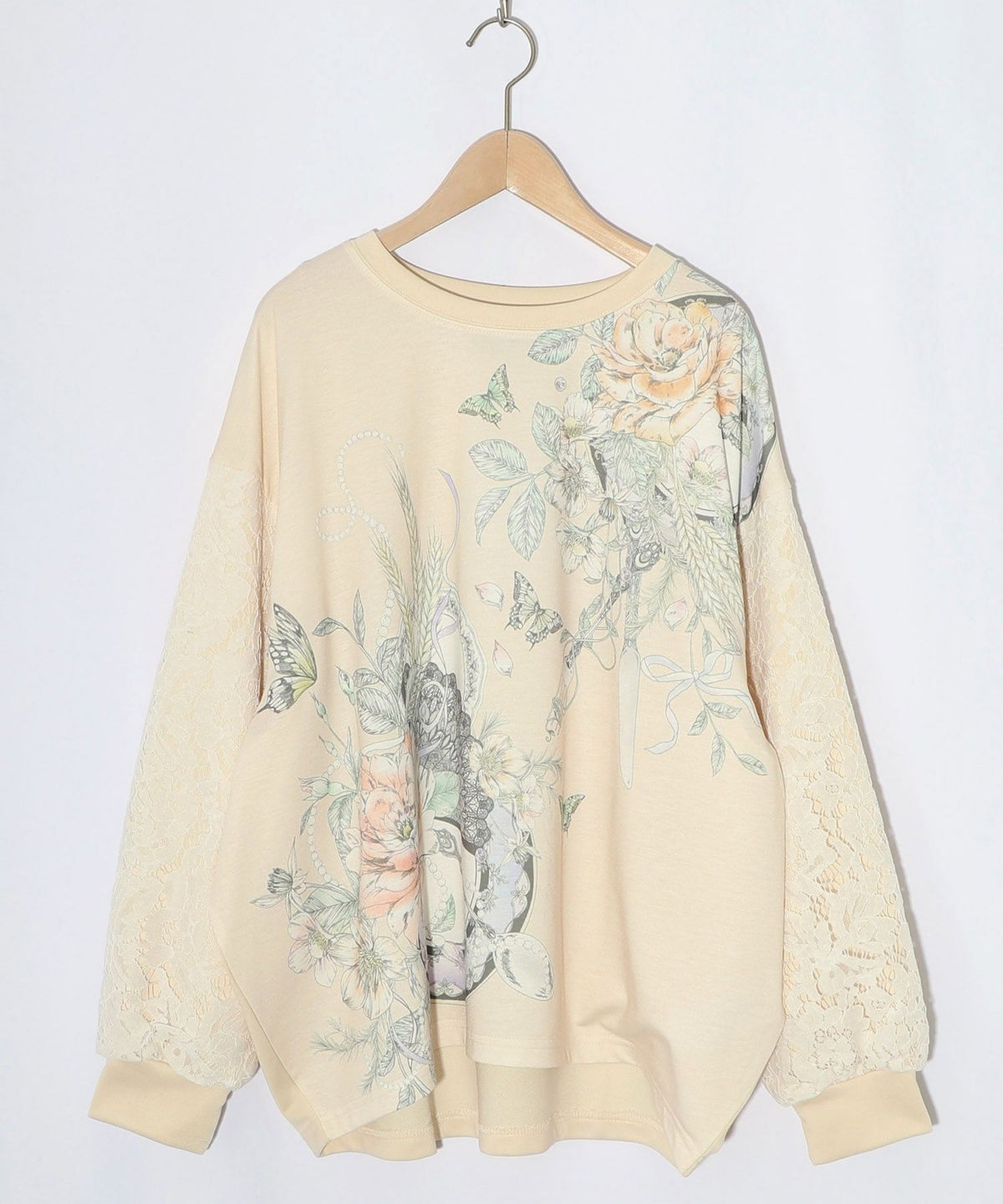 花蝶裏毛×レース切替プルオーバー-8