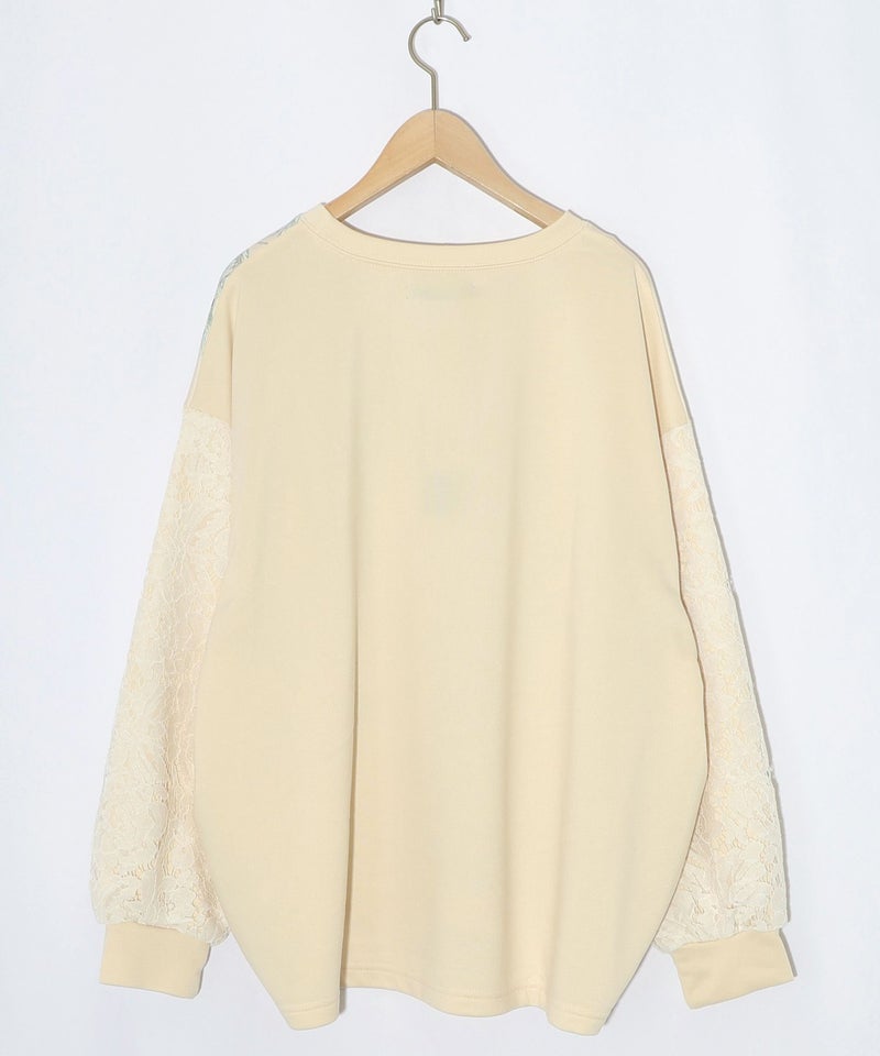 花蝶裏毛×レース切替プルオーバー-9