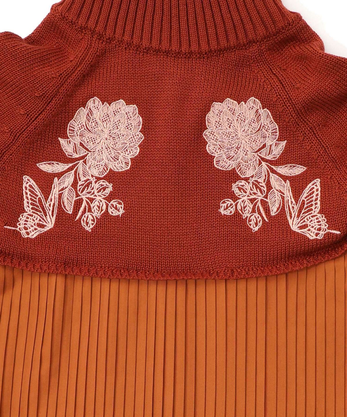 花刺繍ニット×プリーツ異素材切替プルオーバー-15