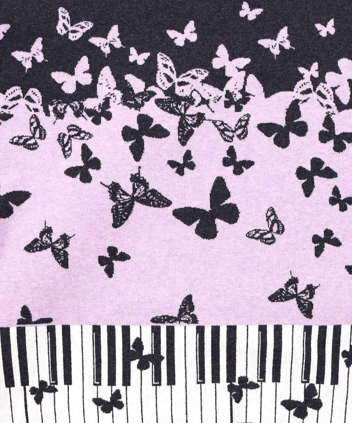 ピアノ×蝶柄バイカラーニットプルオーバー-14