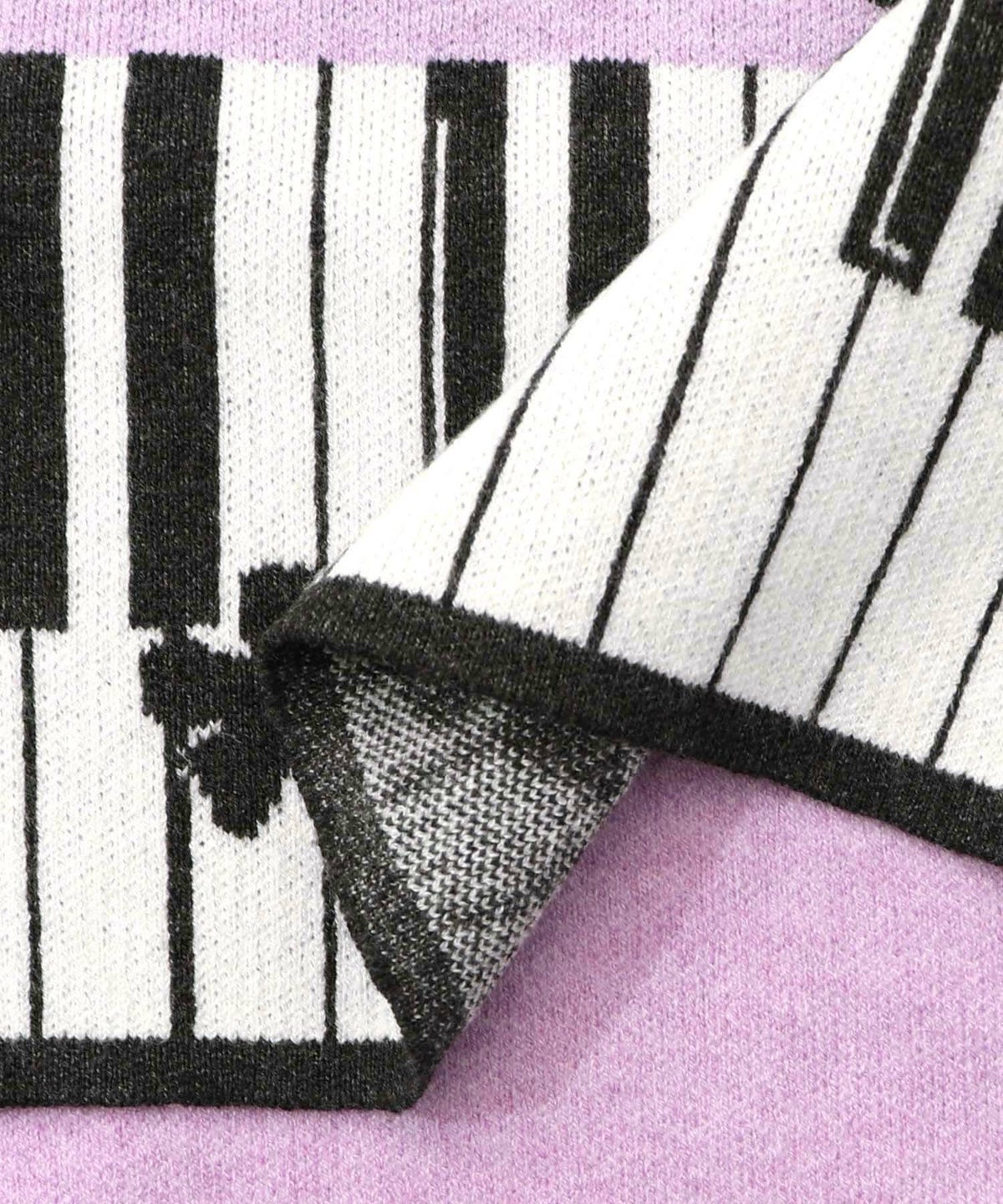 ピアノ×蝶柄バイカラーニットプルオーバー-18