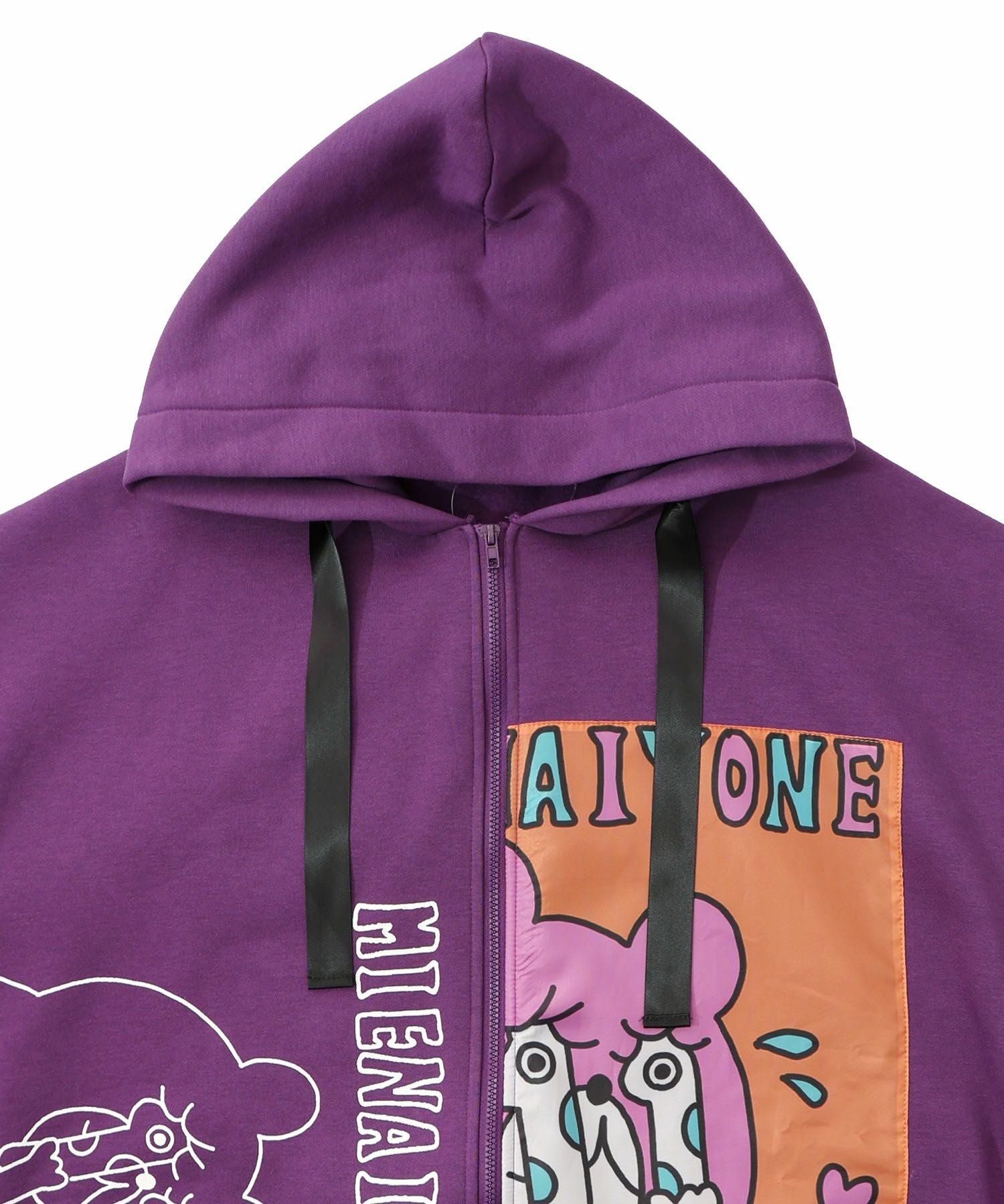 353130：ネコとクマとチンアナゴ柄 リメイク風裏起毛パーカーの通販-ScoLar