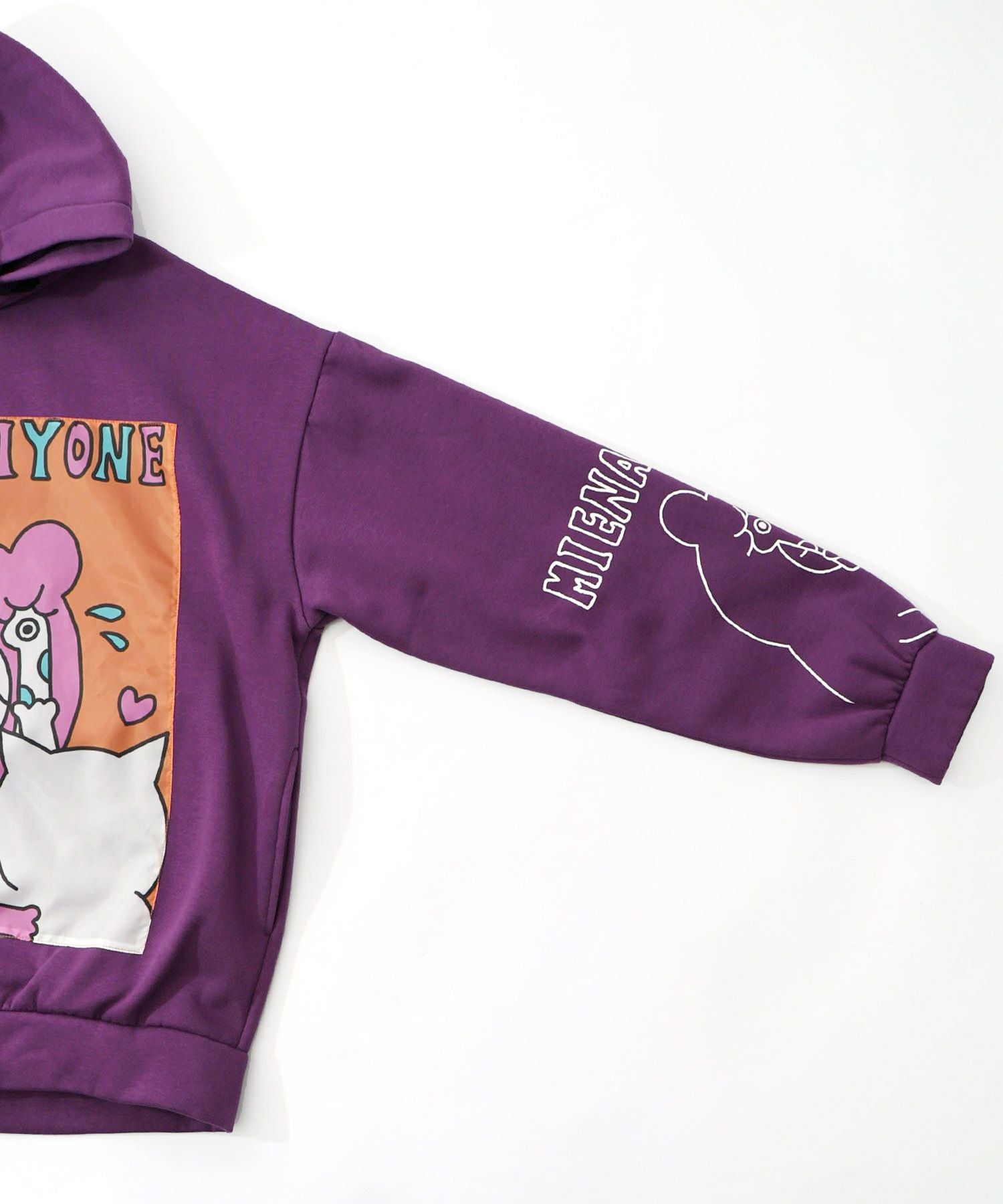 353130：ネコとクマとチンアナゴ柄 リメイク風裏起毛パーカーの通販-ScoLar