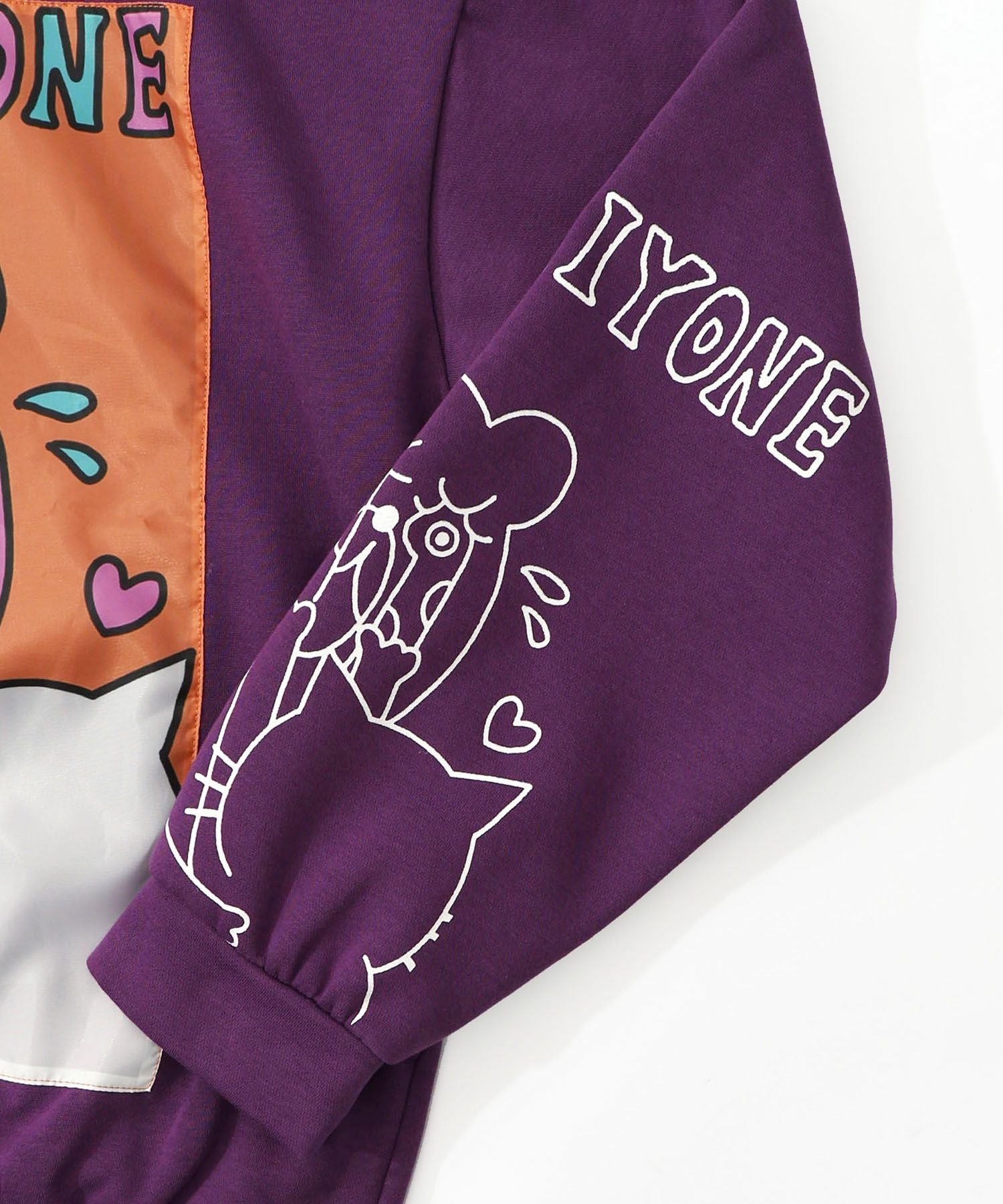 353130：ネコとクマとチンアナゴ柄 リメイク風裏起毛パーカーの通販-ScoLar