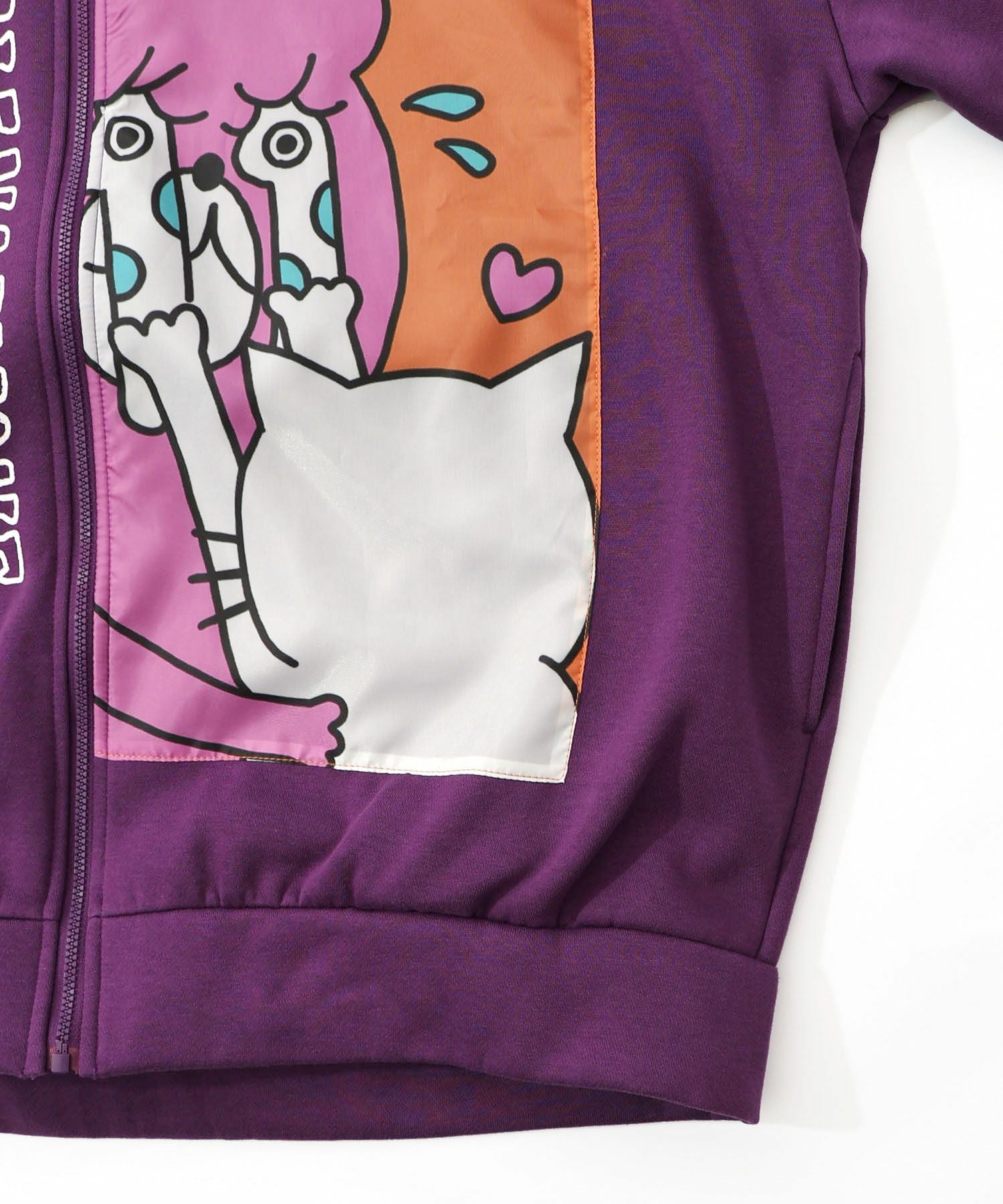 353130：ネコとクマとチンアナゴ柄 リメイク風裏起毛パーカーの通販-ScoLar