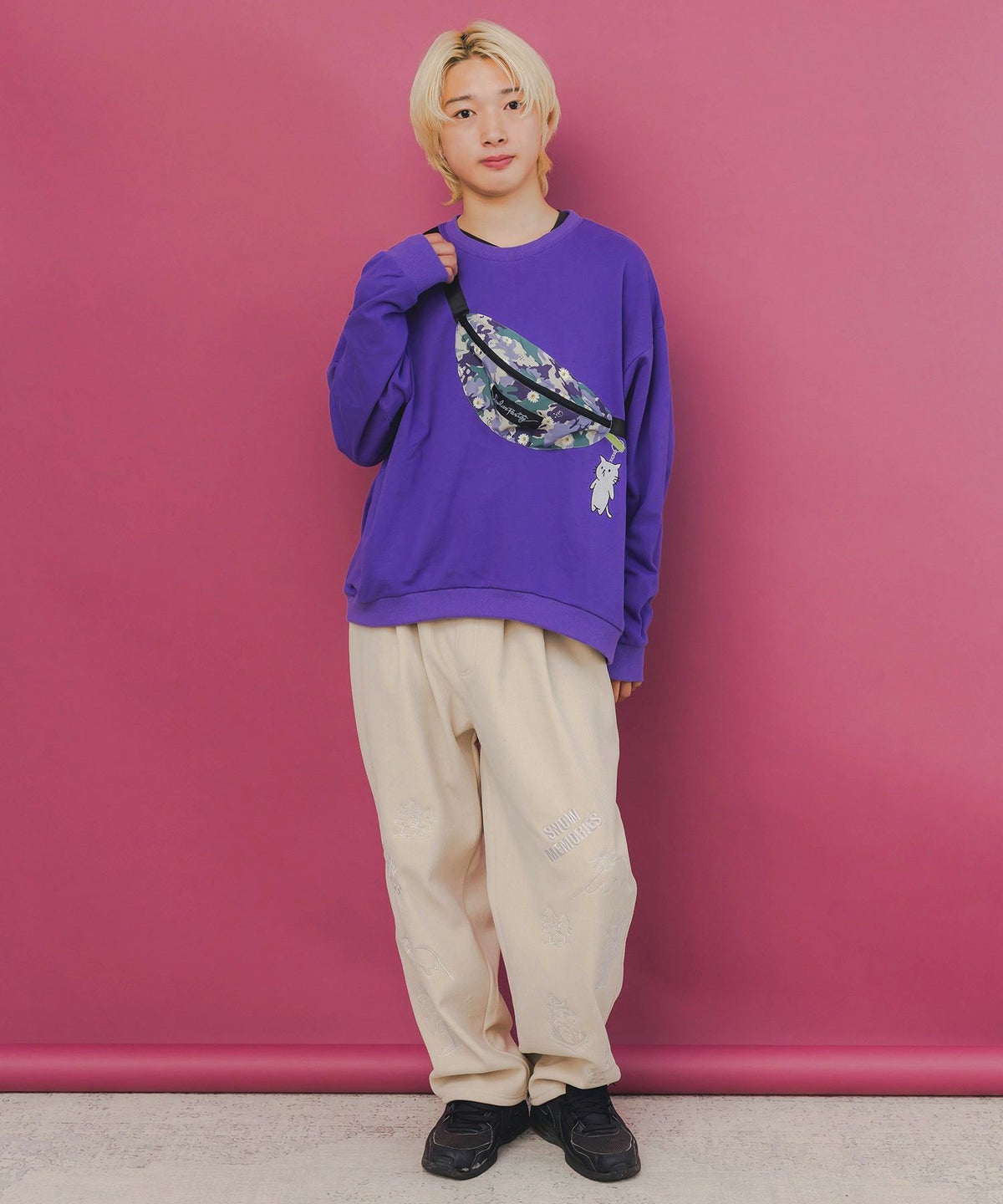 ラビルとネコのスノーメモリー裏起毛パンツ-9