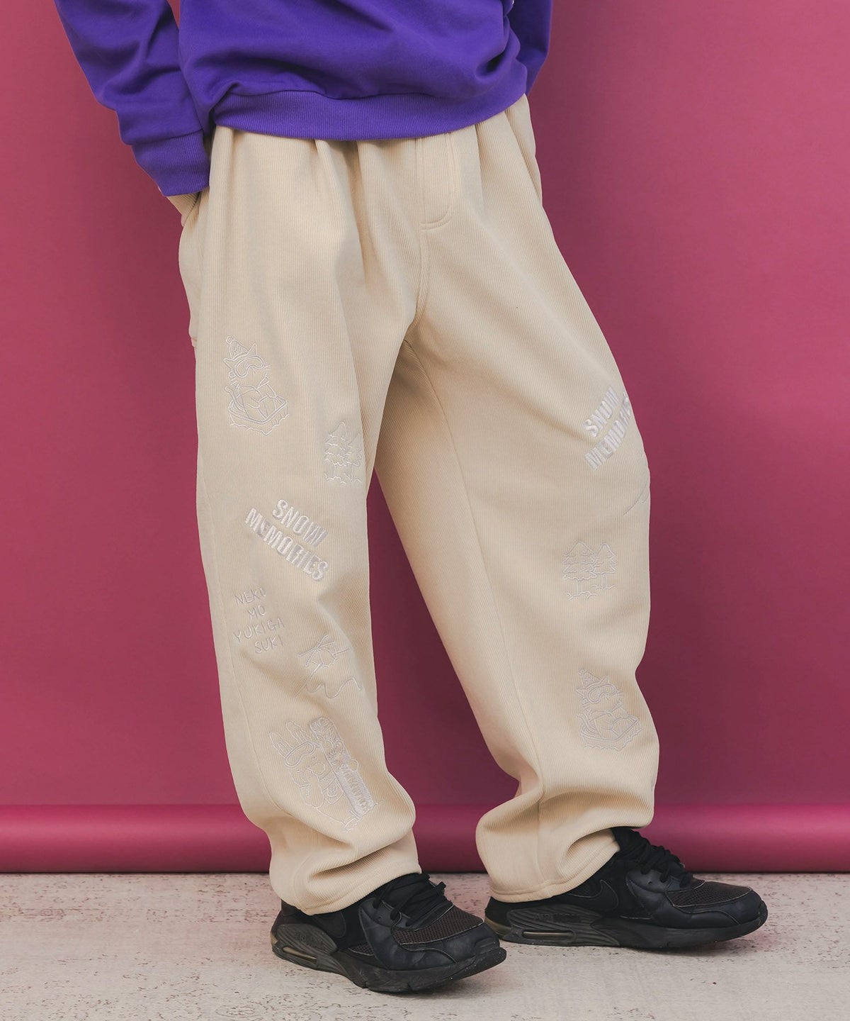 ラビルとネコのスノーメモリー裏起毛パンツ-10