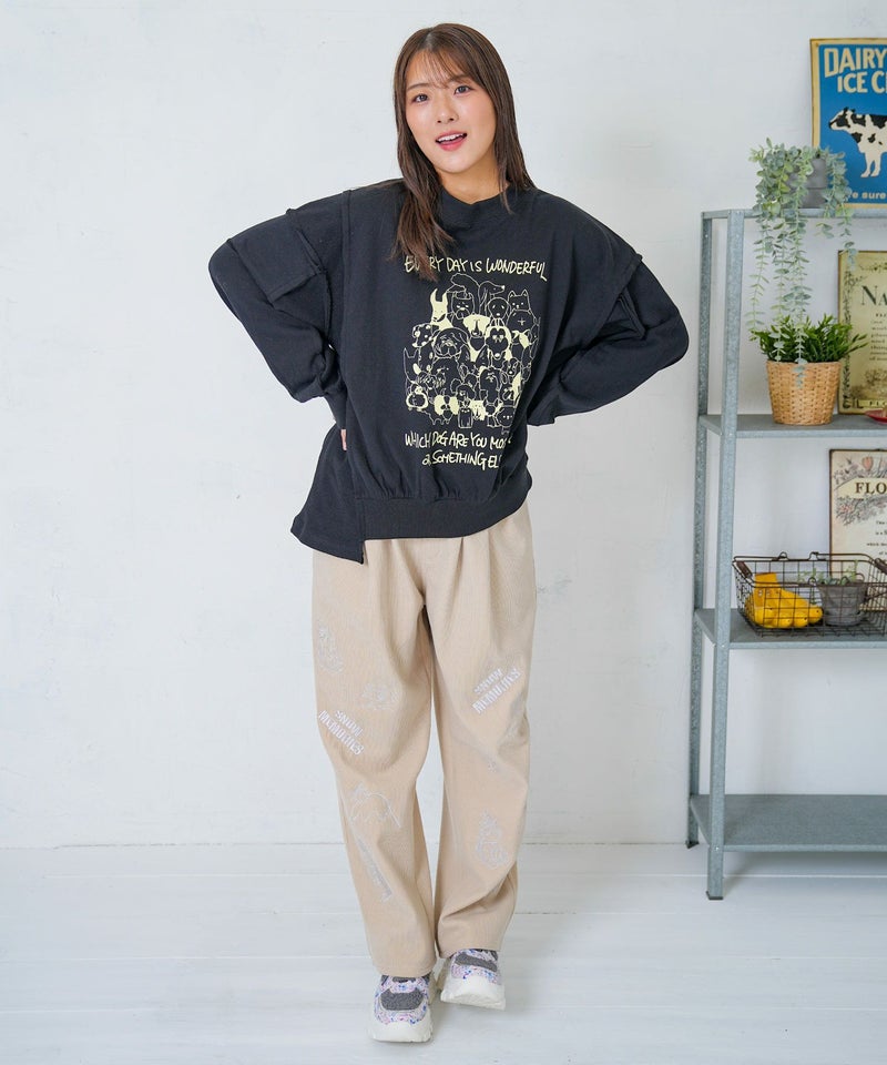 ラビルとネコのスノーメモリー裏起毛パンツ-14