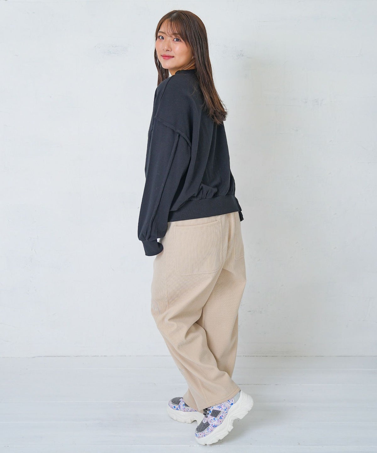 ラビルとネコのスノーメモリー裏起毛パンツ-15