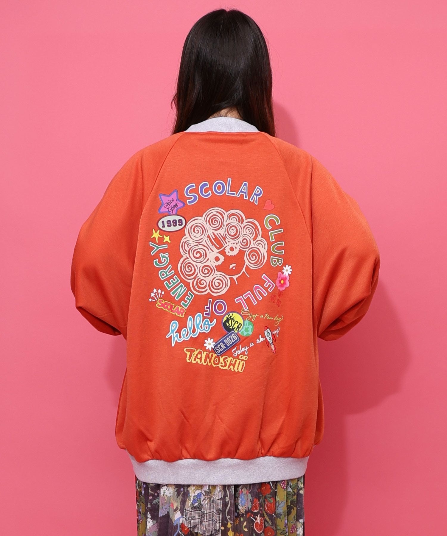 スカラー　153728：ポップ柄裏起毛 裏毛×フライスブルゾン 153728：ポップ柄裏起毛 裏毛×フライスブルゾンの通販-ScoLar