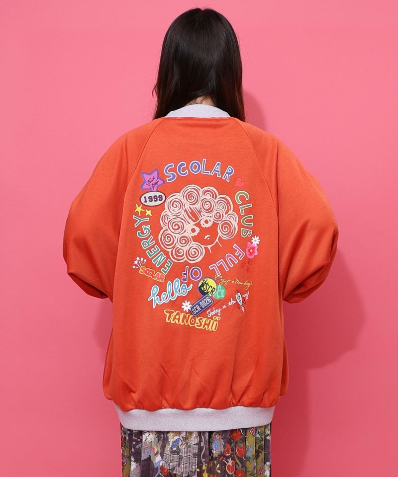 ポップ柄裏起毛裏毛×フライスブルゾン-13