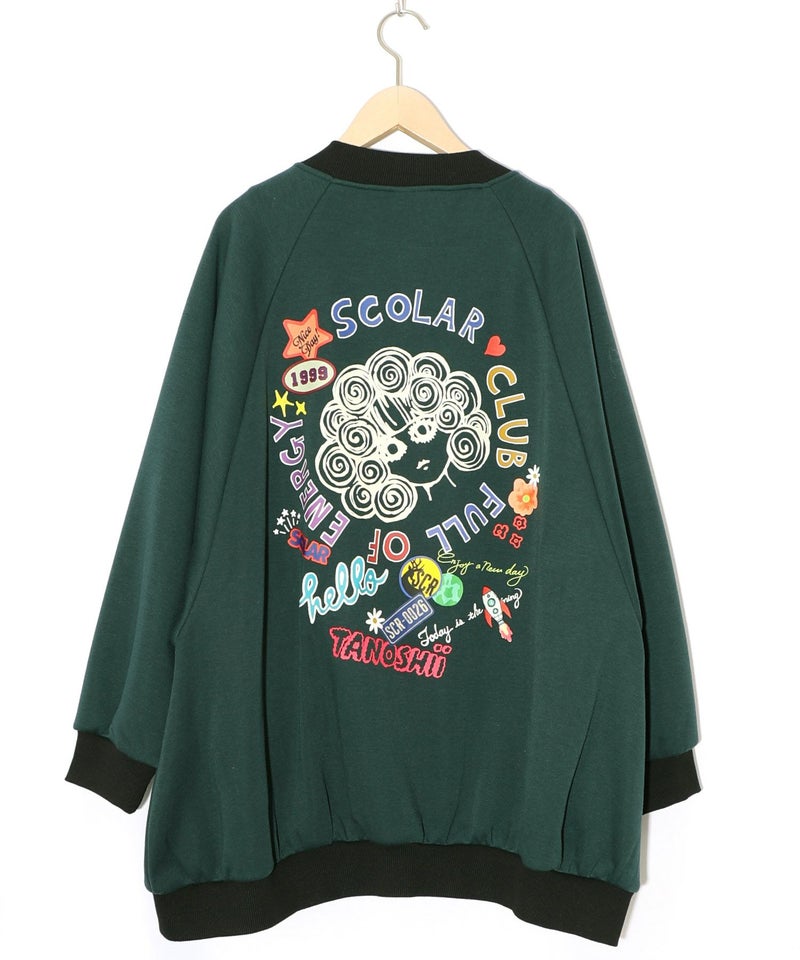 ポップ柄裏起毛裏毛×フライスブルゾン-22