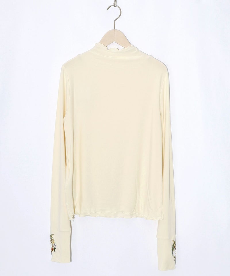 ネコ刺繍袖×メロウ裏起毛スムースインナー-9