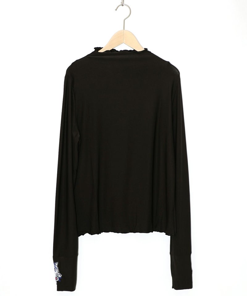 ネコ刺繍袖×メロウ裏起毛スムースインナー-13