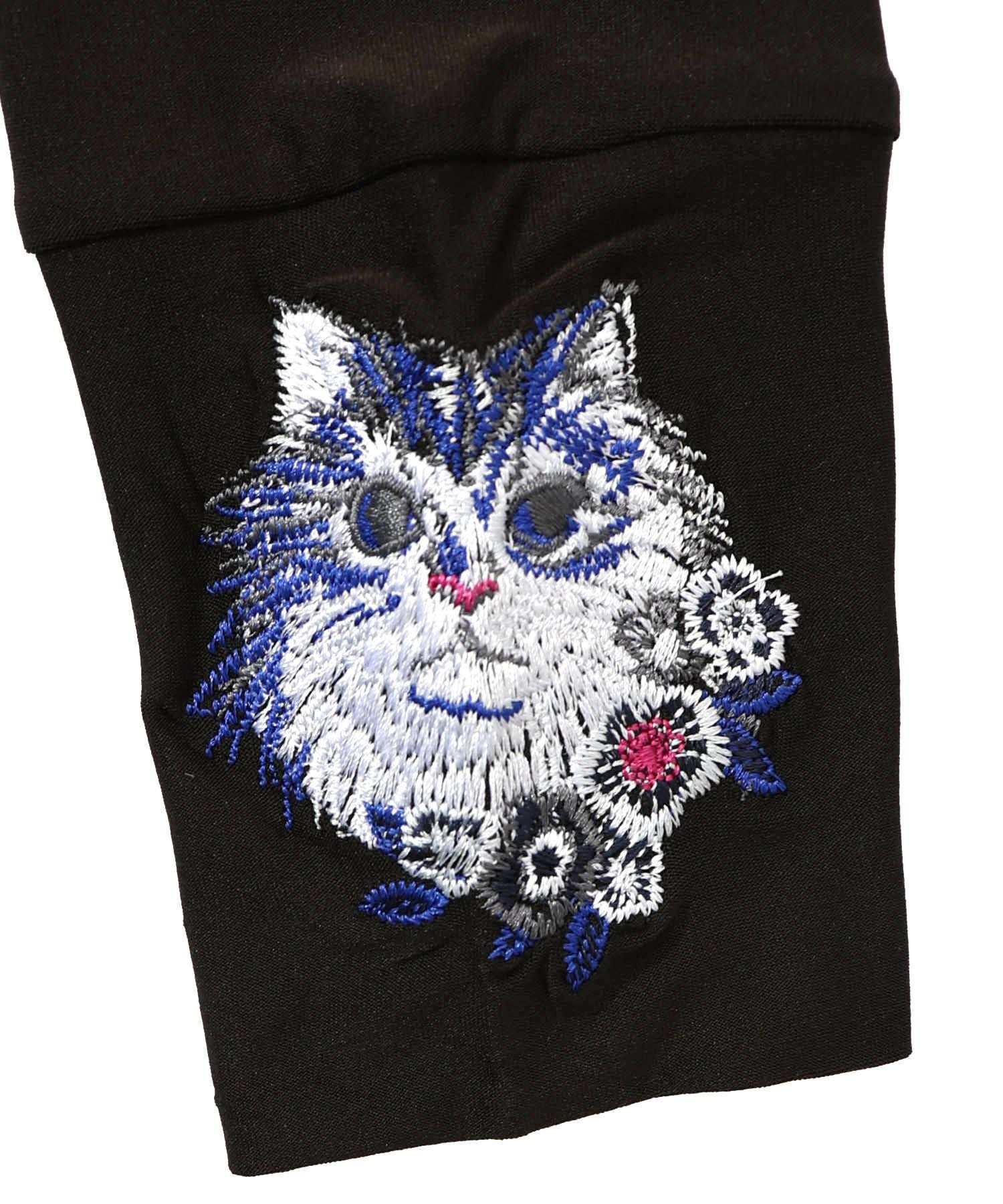153722：ネコ刺繍袖×メロウ裏起毛スムースインナーの通販-ScoLar