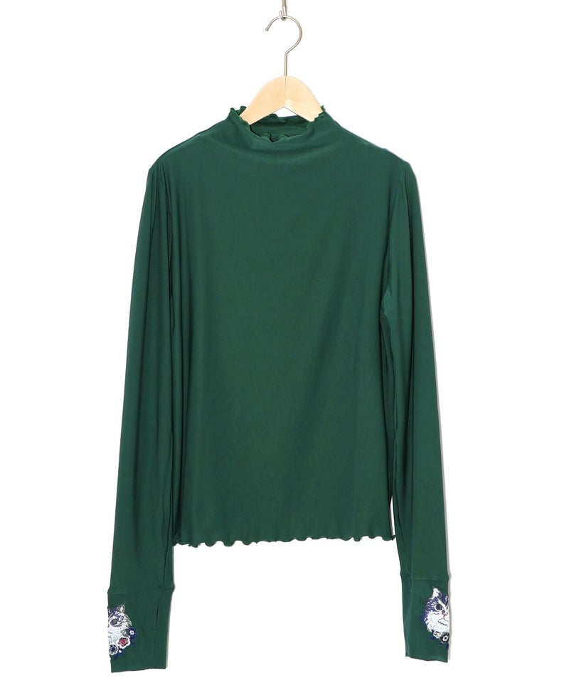 ネコ刺繍袖×メロウ裏起毛スムースインナー-15