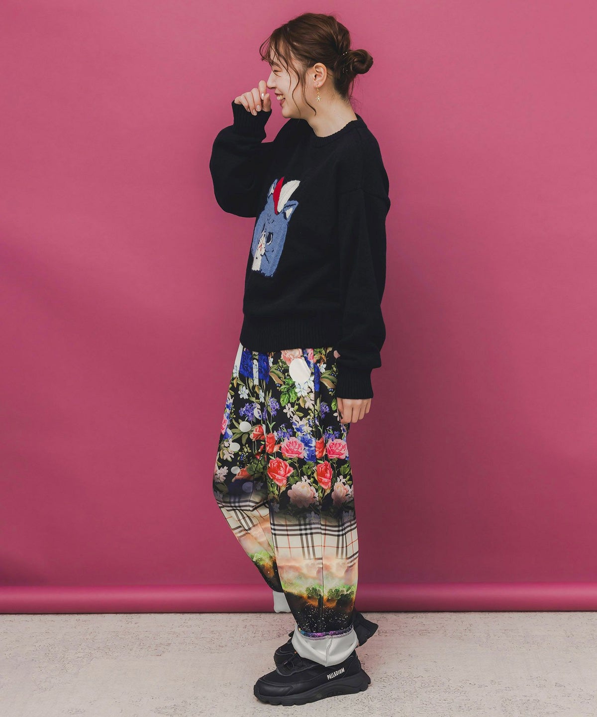 ダークメルヘン風3柄展開ボンディングパンツ-6