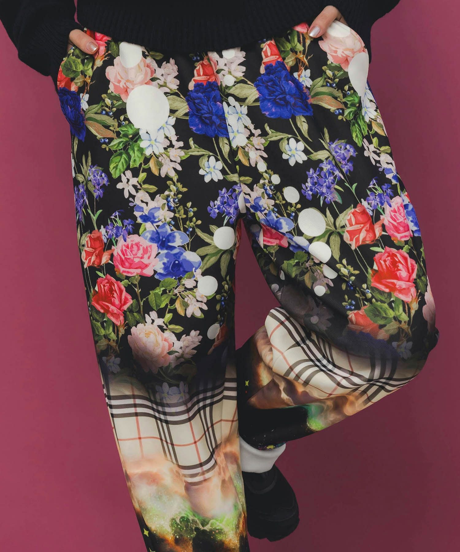 153720：ダークメルヘン風 3柄展開ボンディングパンツの通販-ScoLar