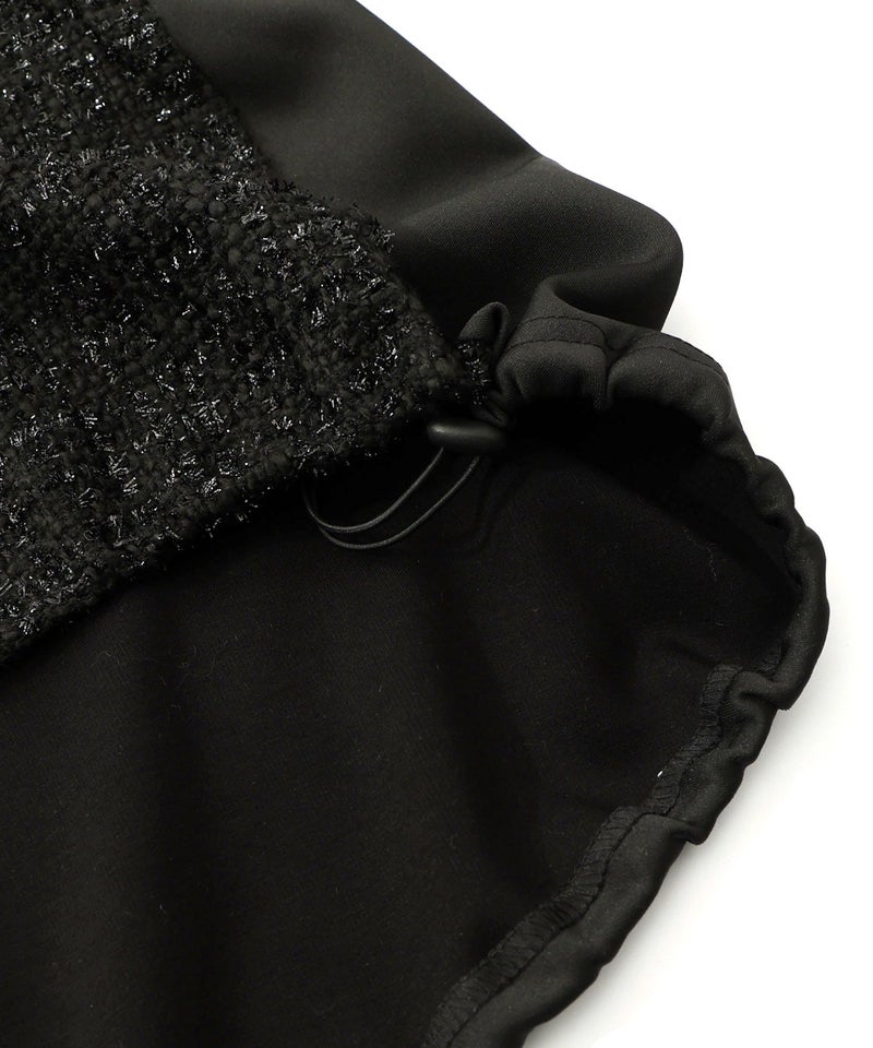 ダンボールニット×ツイード花刺繍ブルゾン-17