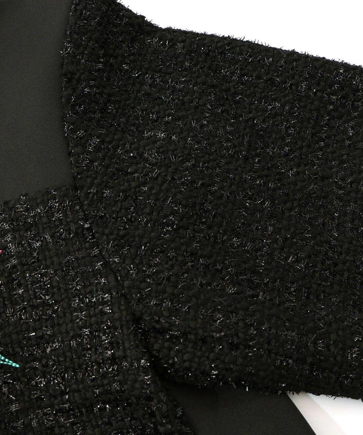 ダンボールニット×ツイード花刺繍ブルゾン-18