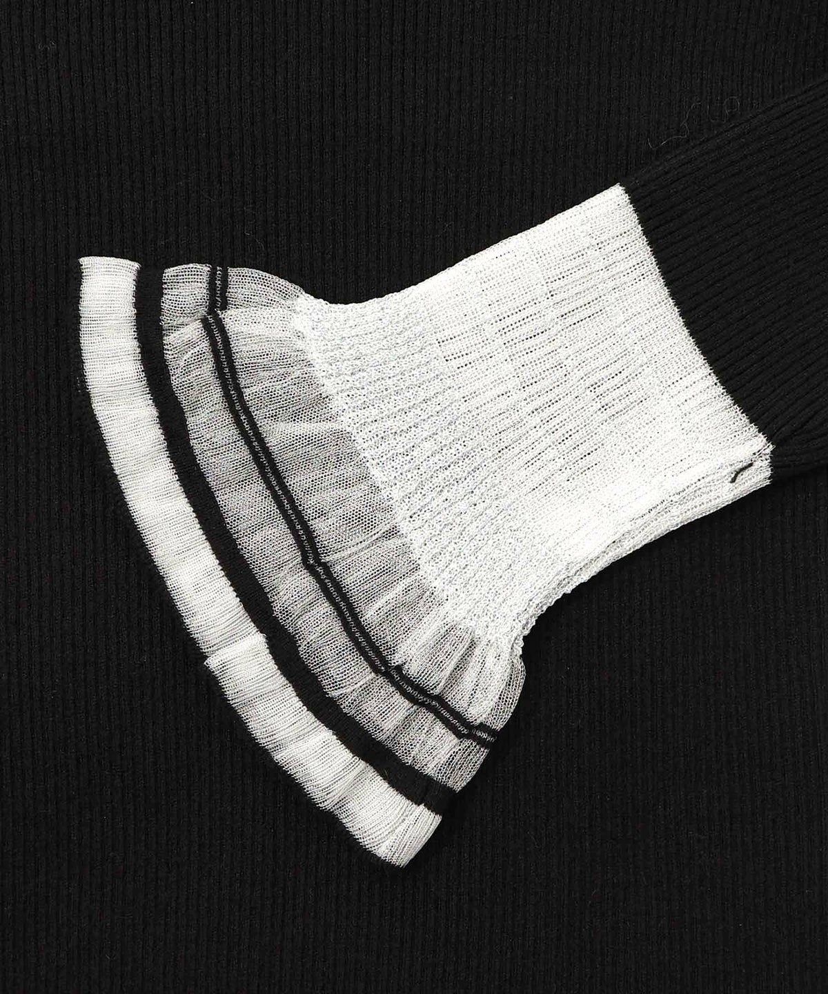 ニット×シアー袖切替ロンT-10