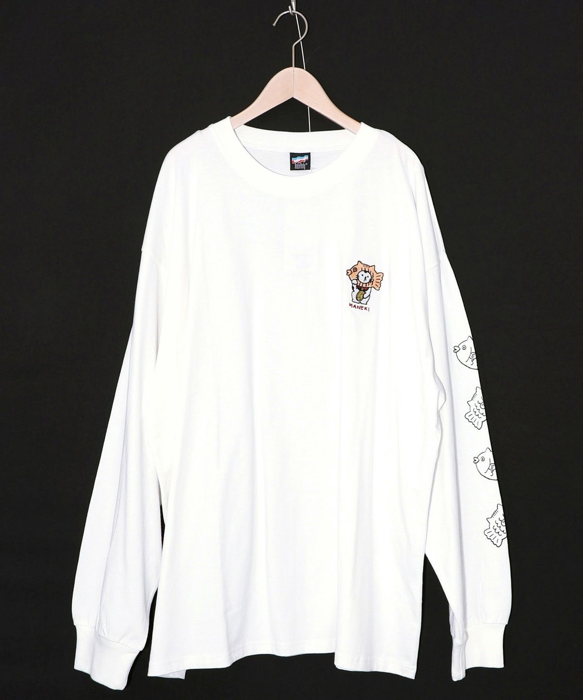 タイ焼き招きネコ刺繍ロンT-8