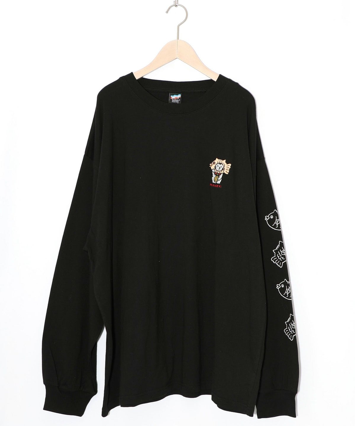 タイ焼き招きネコ刺繍ロンT-10