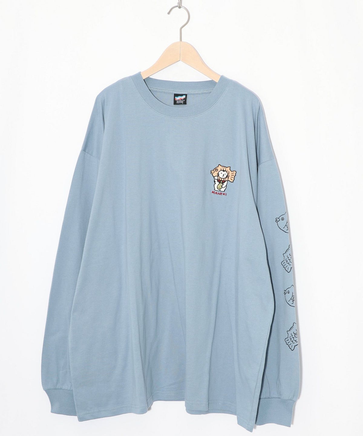 タイ焼き招きネコ刺繍ロンT-12