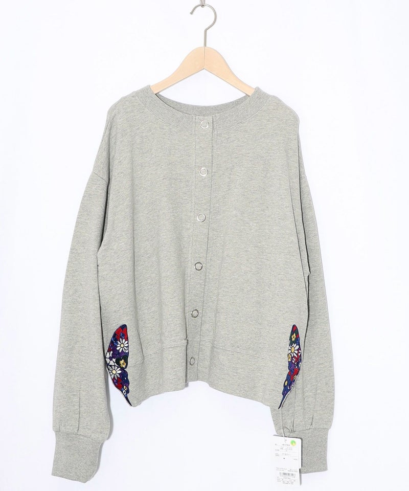 裾蝶刺繍2wayミニ裏毛カーディガン-9