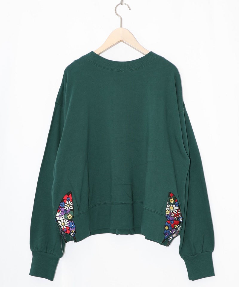 裾蝶刺繍2wayミニ裏毛カーディガン-15