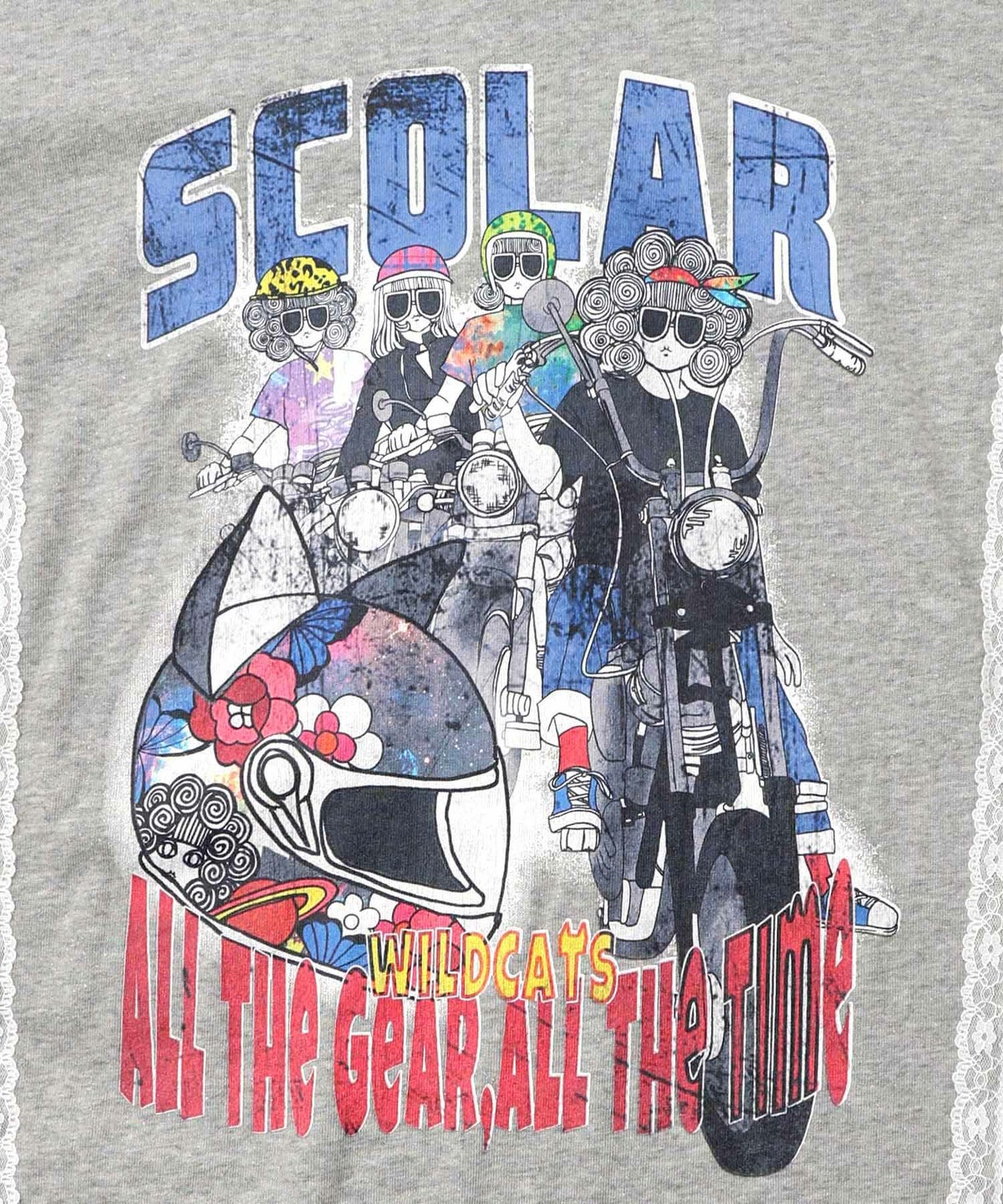 レースライン×ロック柄ミニ裏毛ワンピース-10