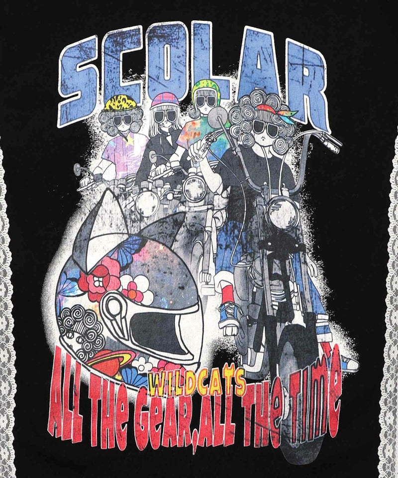 レースライン×ロック柄ミニ裏毛ワンピース-12