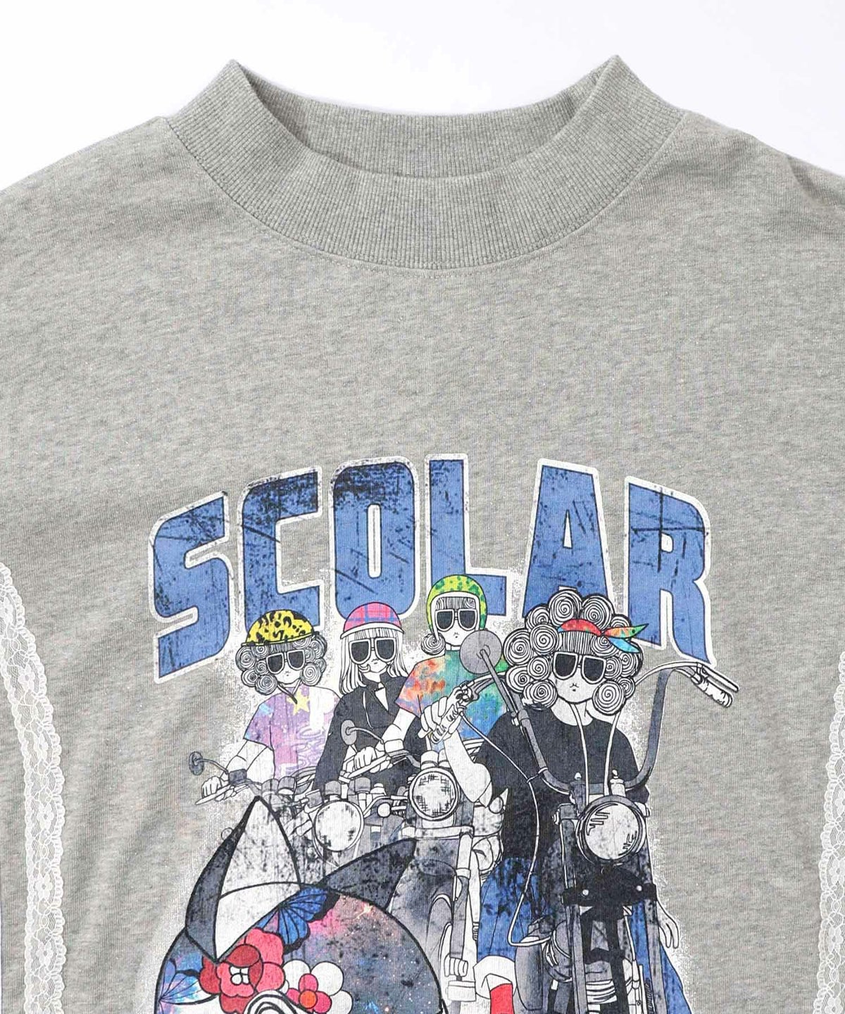 レースライン×ロック柄ミニ裏毛ワンピース-15