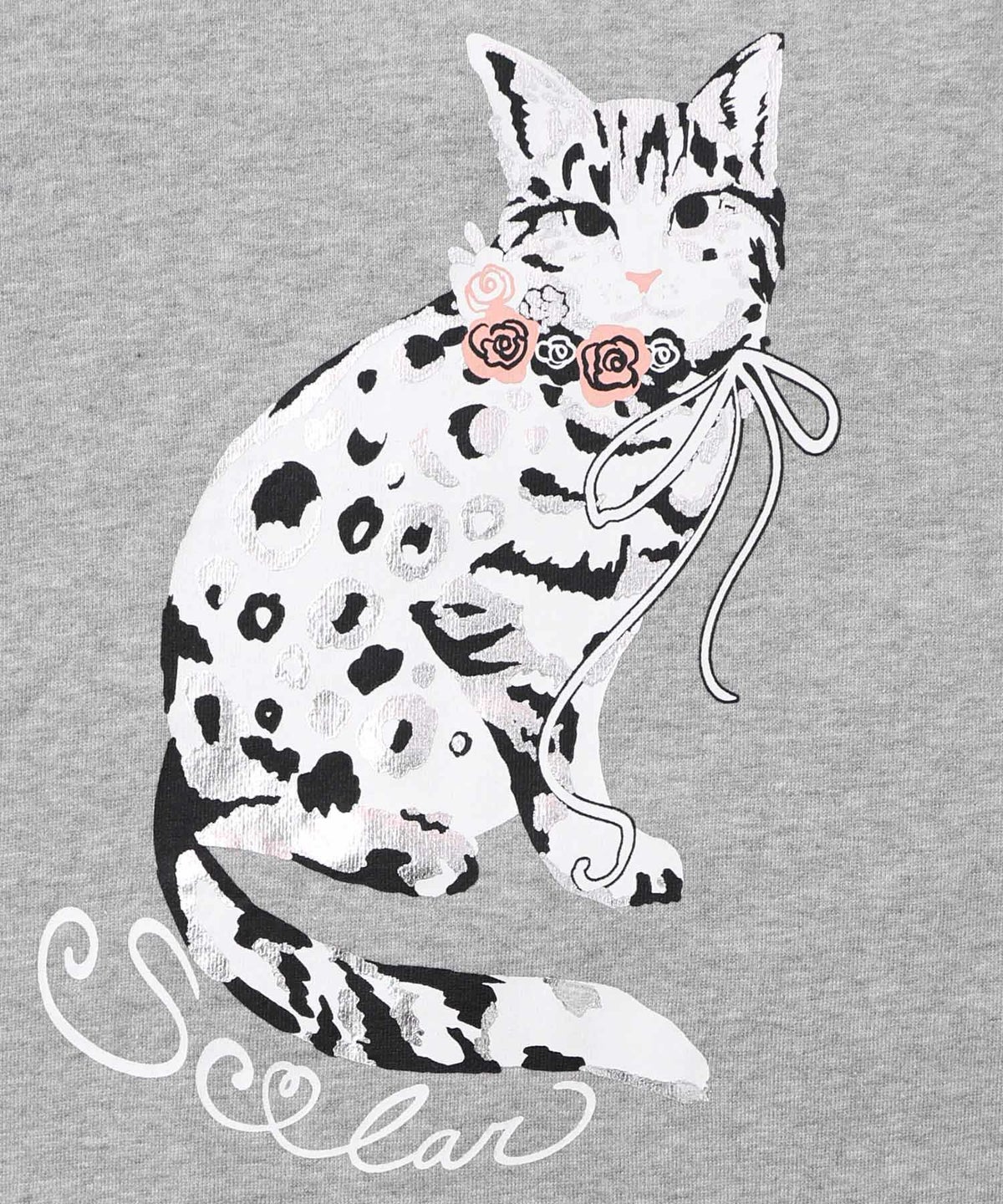 ネコ柄ミニ裏毛×起毛レース配色プルオーバー-11