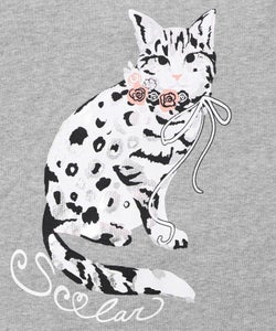 ネコ柄ミニ裏毛×起毛レース配色プルオーバー-11