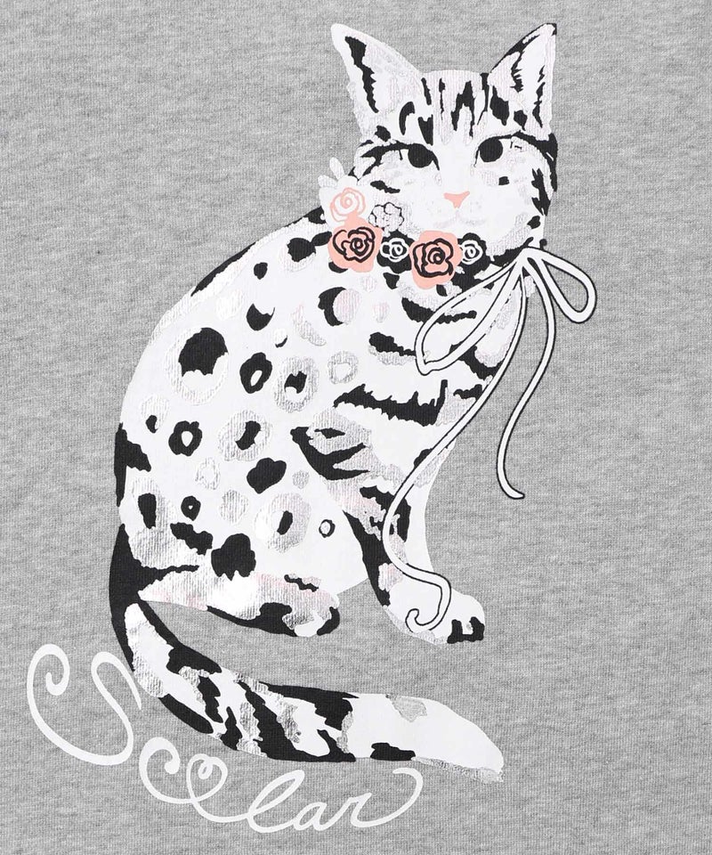 ネコ柄ミニ裏毛×起毛レース配色プルオーバー-11