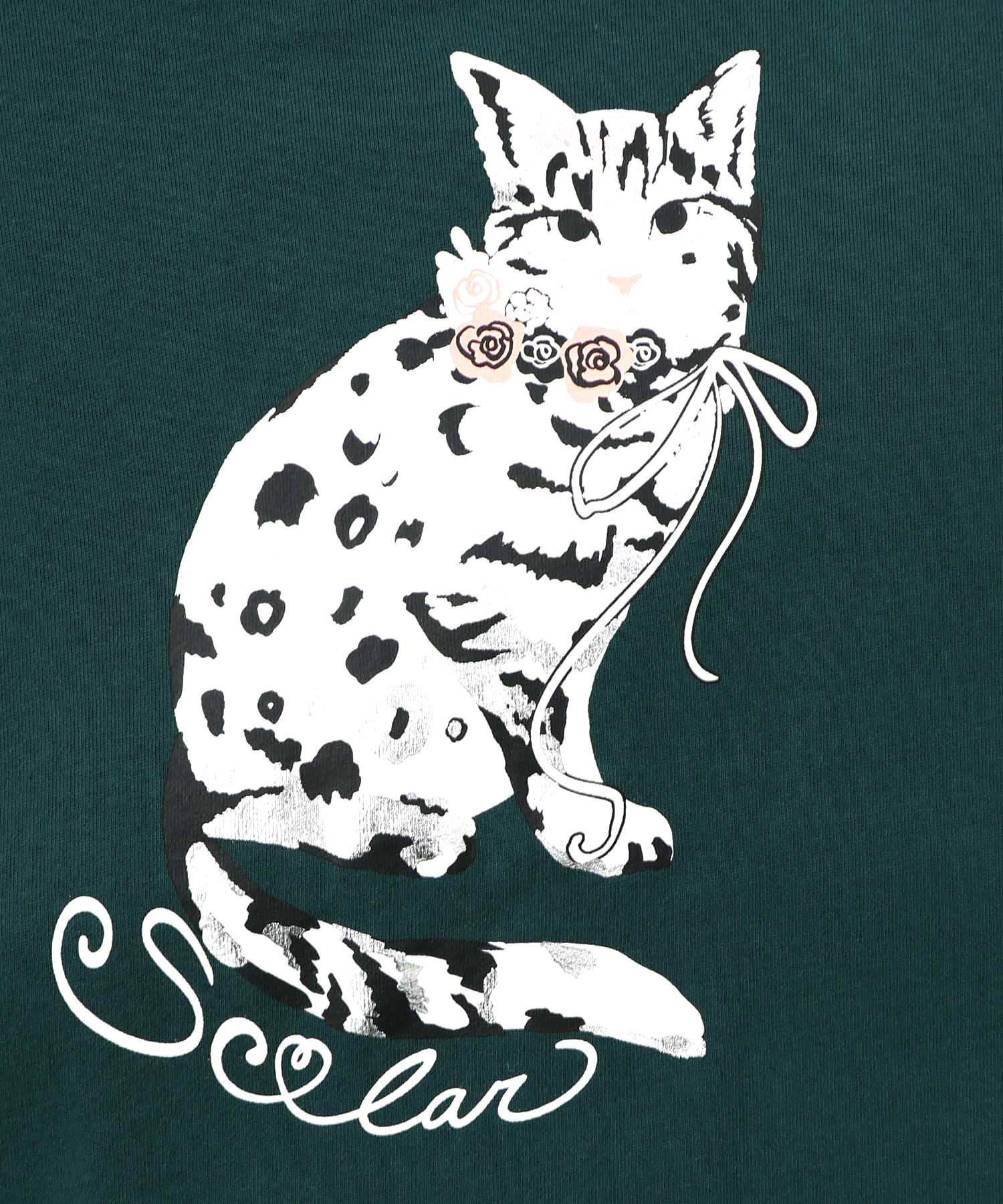 153782：ネコ柄ミニ裏毛×起毛レース配色プルオーバーの通販-ScoLar