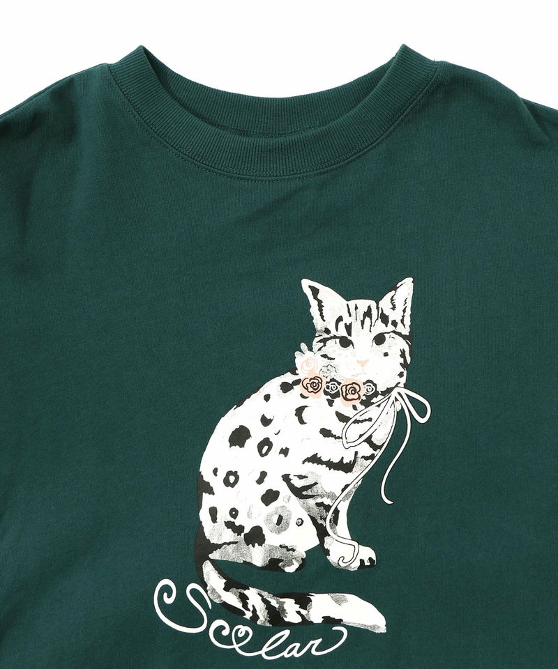 ネコ柄ミニ裏毛×起毛レース配色プルオーバー-16