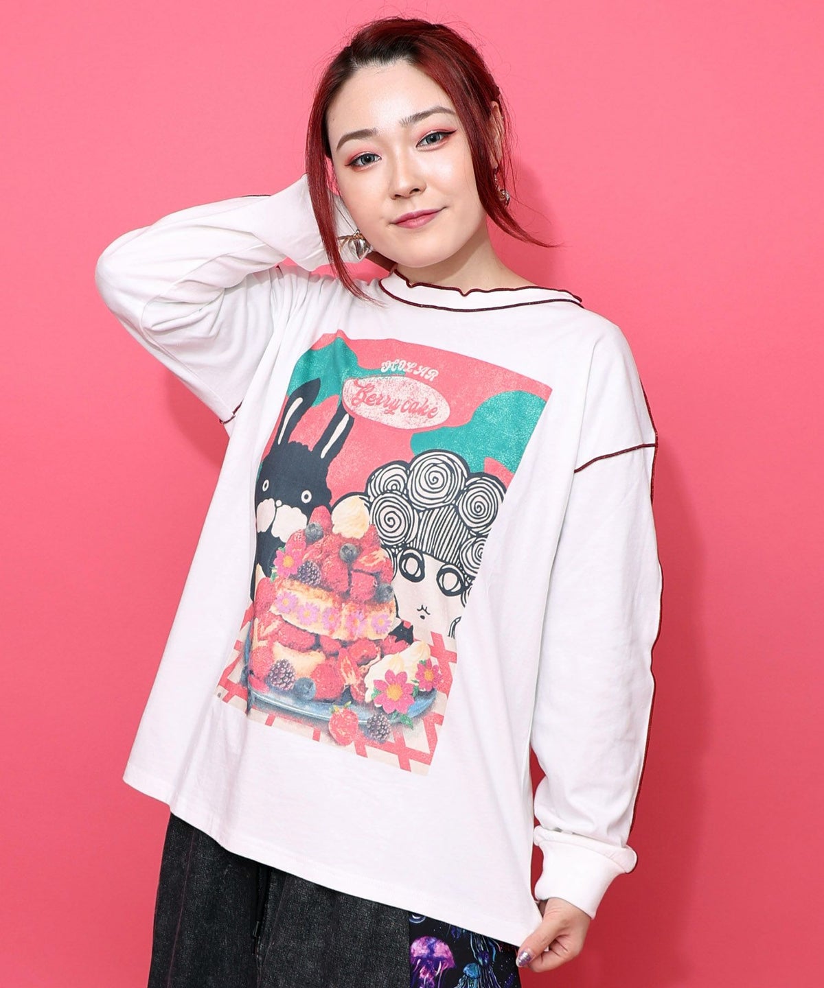 ベリーパンケーキ柄メロー加工プルオーバー-1