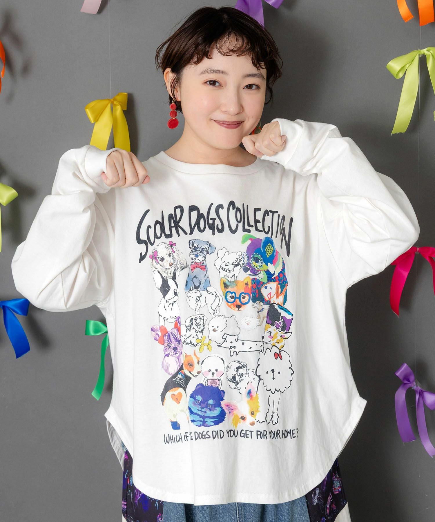 153618：パチうさプリント メッシュ袖Tシャツの通販-ScoLar