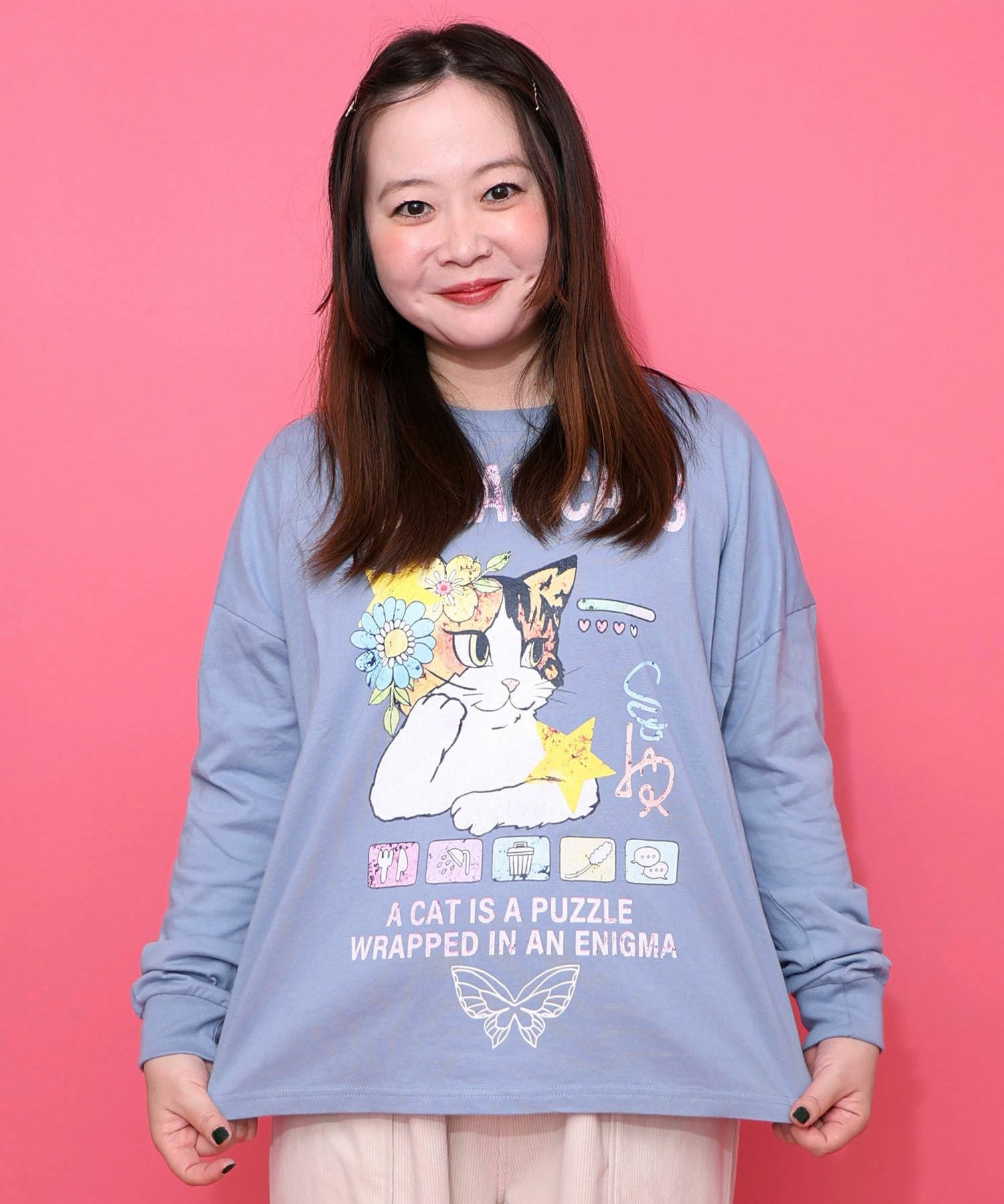 153777：ネコちゃんのデイリールーティン柄ロンTの通販-ScoLar