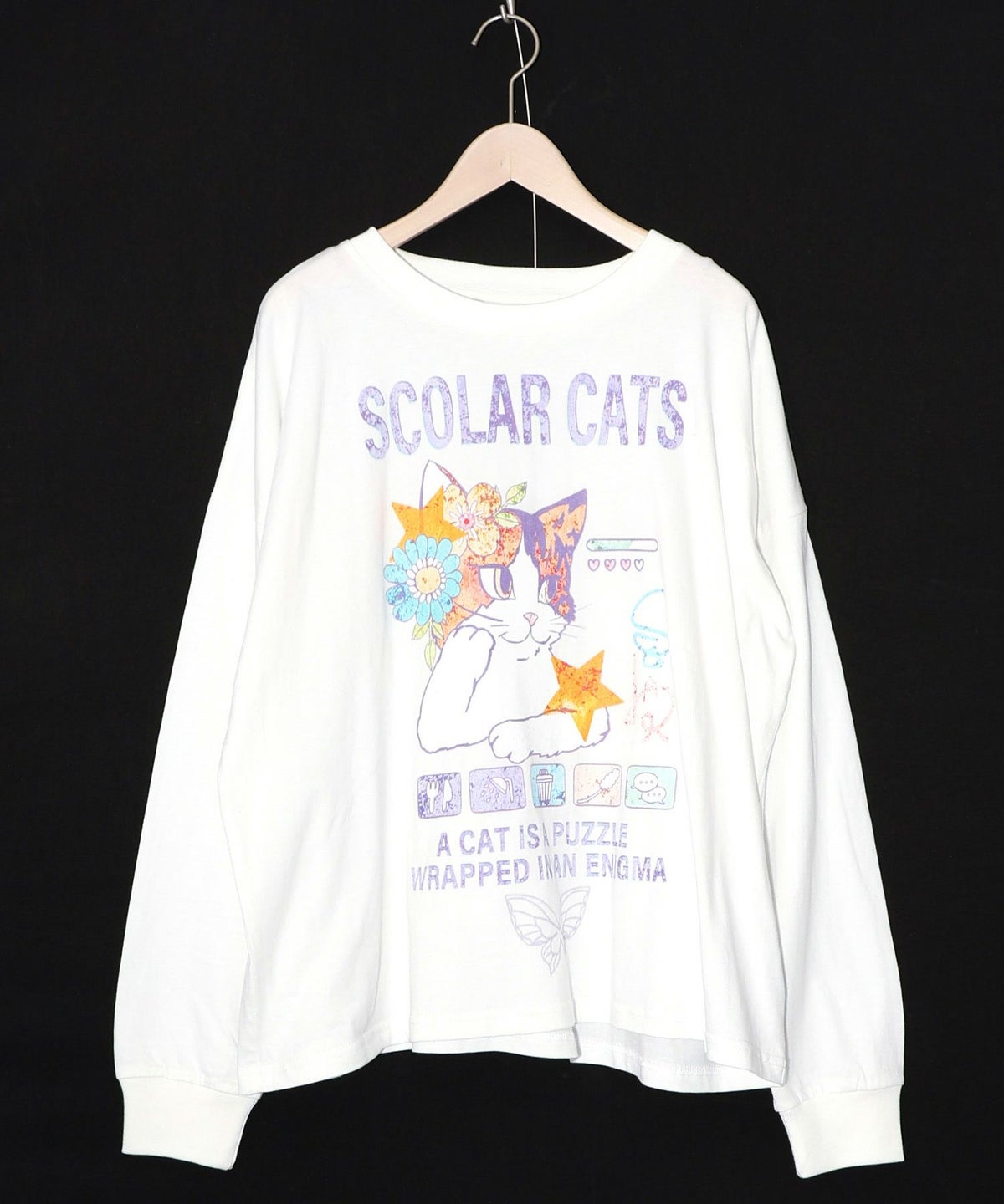 ネコちゃんのデイリールーティン柄ロンT-8