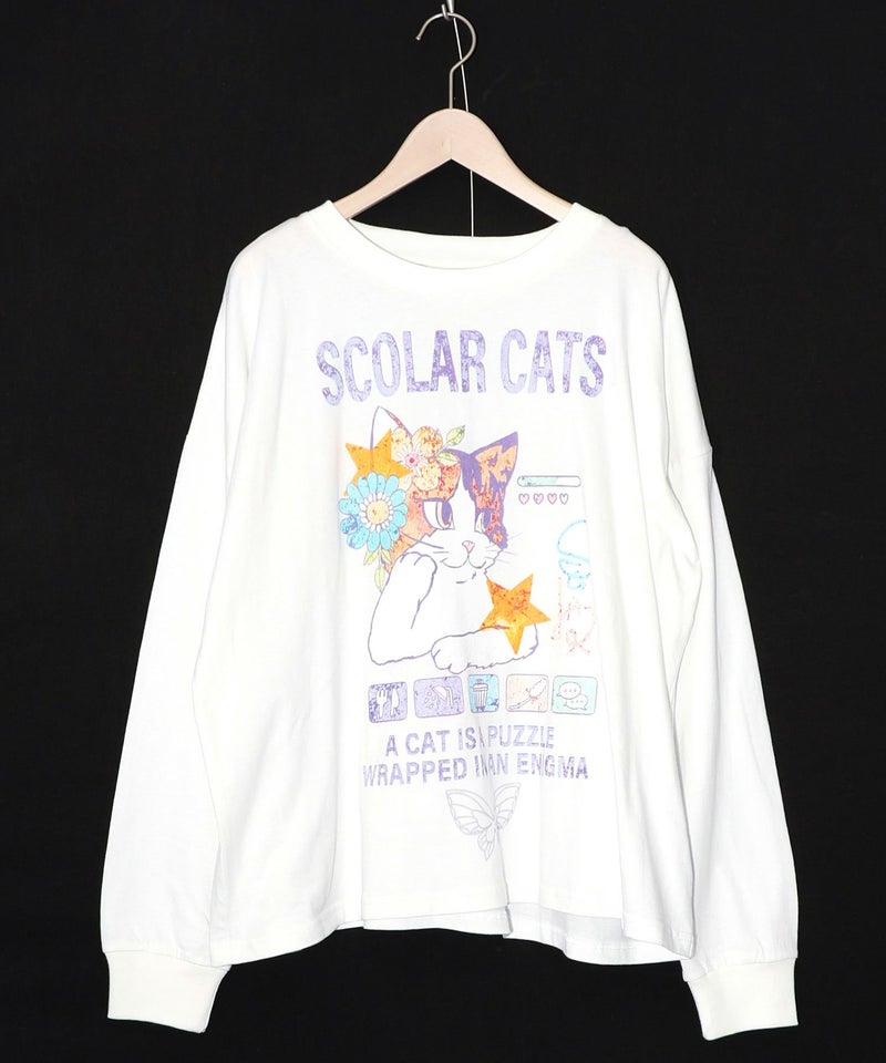 ネコちゃんのデイリールーティン柄ロンT-8